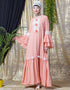 Dubai Bell Sleeve flowers around knee party Abaya Peach